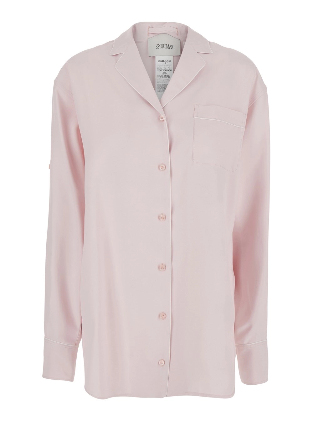 Sportmax Camicia Oversize 'Cocco' con Colletto a Revers e Tasca Applicata sul Fronte in Viscosa Rosa Donna