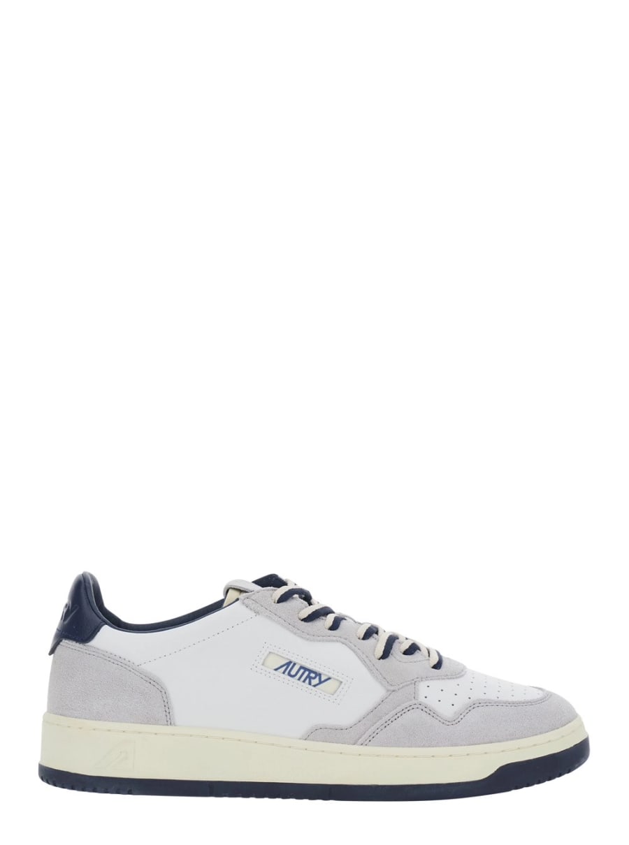 Autry Sneakers 'Medalist' Low Top con Patch Logo sulla Linguetta in Pelle Scamosciata Grigie Uomo