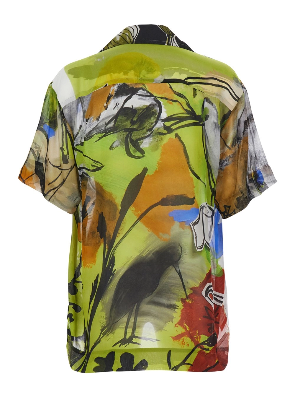 Vivienne Westwood Camicia con collo aperto e stampa grafica all-over in viscosa multicolor uomo, view 2