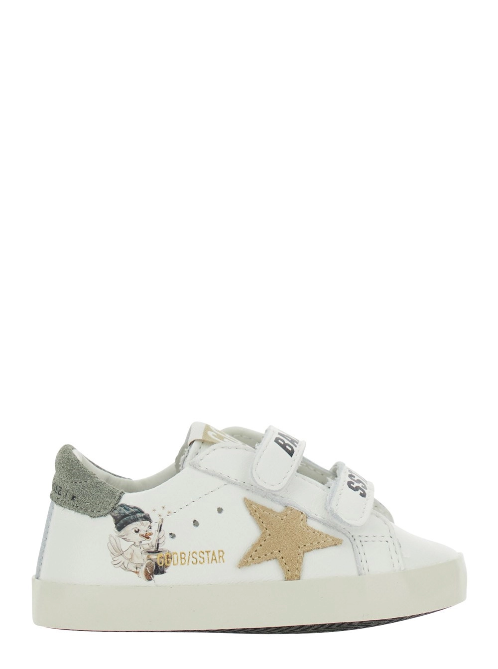 Golden goose kids Sneakers con stampa sui lati e patch stella in pelle bianche baby