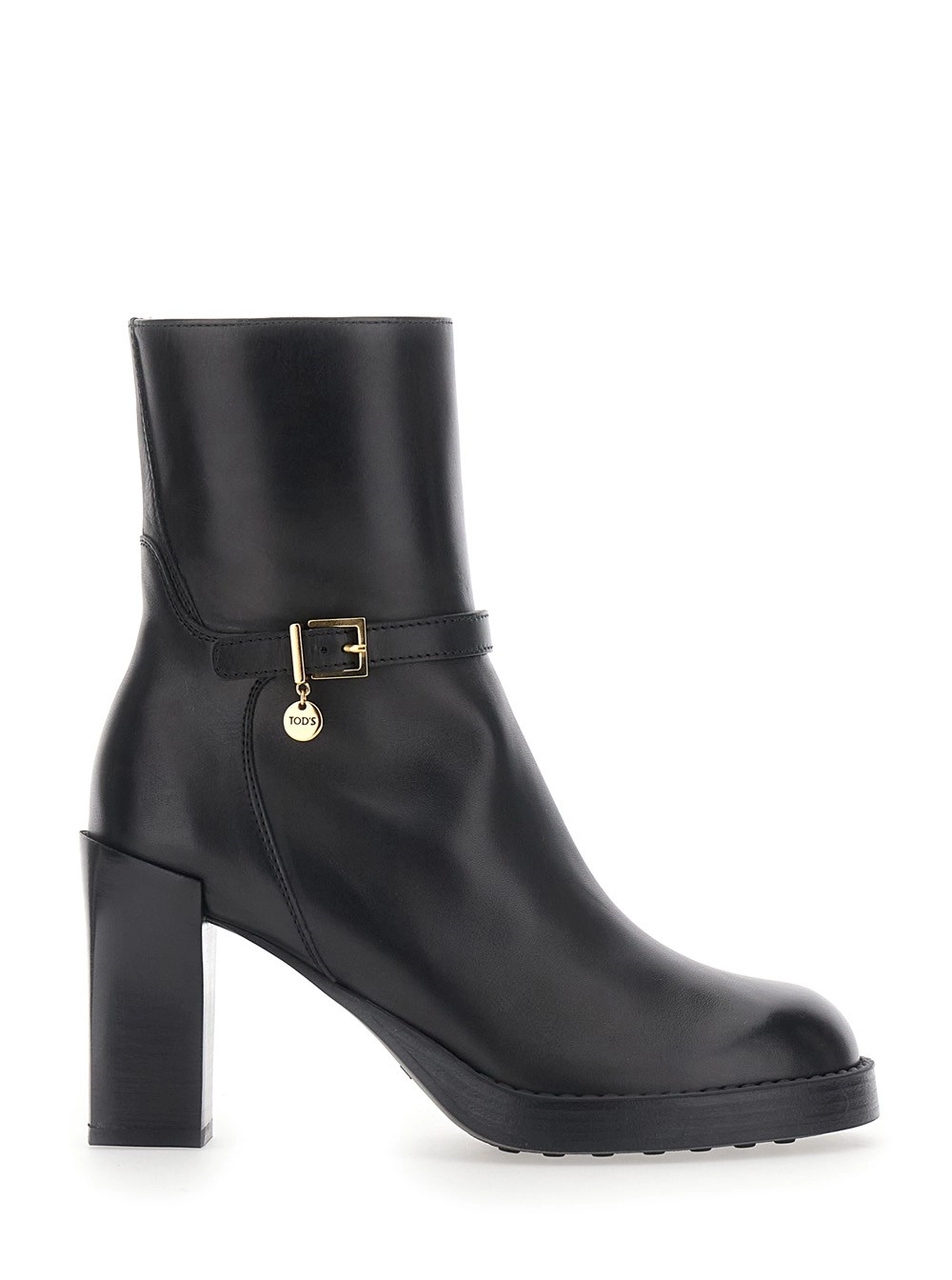 Tod's Stivaletti con cinturino con fibbia e tacco alto in pelle neri donna