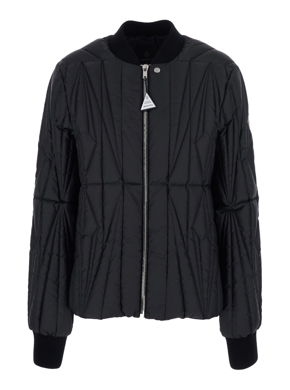 Rick owens x moncler Giubbotto Bomber 'Rick Owens X Moncler' Trapuntato con Patch Logo sulla Manica in Tessuto Tecnico Nero Unisex