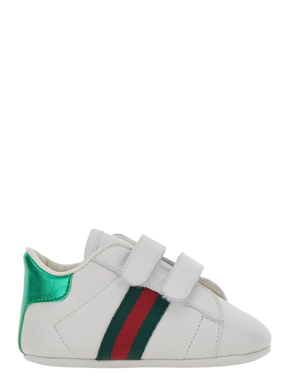 Gucci kids Sneakers low top con dettaglio Web sul lato e tallone a contrasto in pelle bianche baby