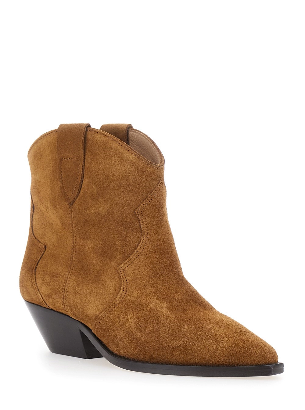 Isabel Marant Stivaletti 'Dewina' con Tacco Medio in Pelle Scamosciata Marroni Donna, view 2