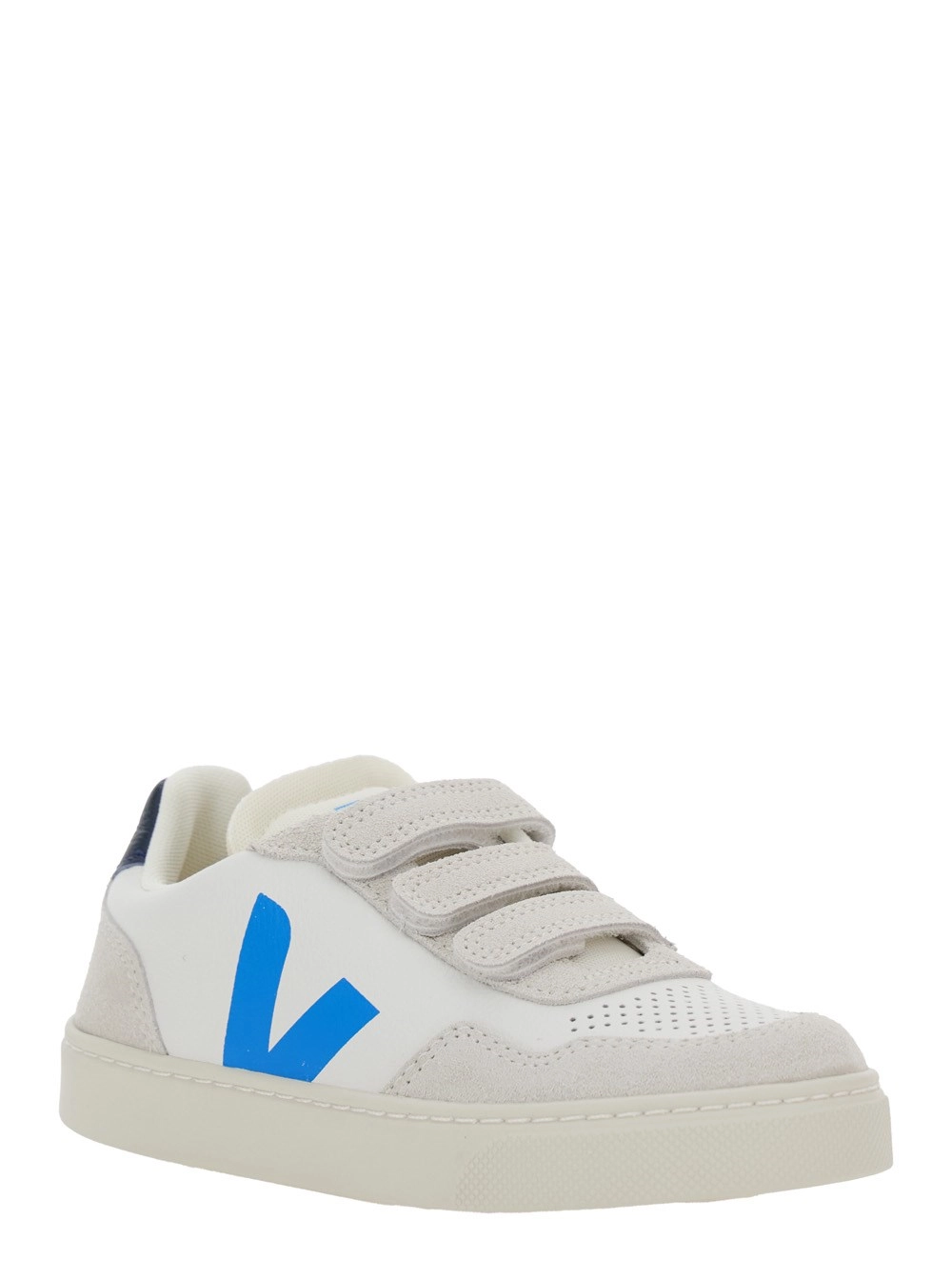 Veja kids Sneaker 'V-90' Low Top con Patch Logo sul Lato e Tallone a Contrasto con Logo Lettering in Pelle Bianca Bambino, view 2