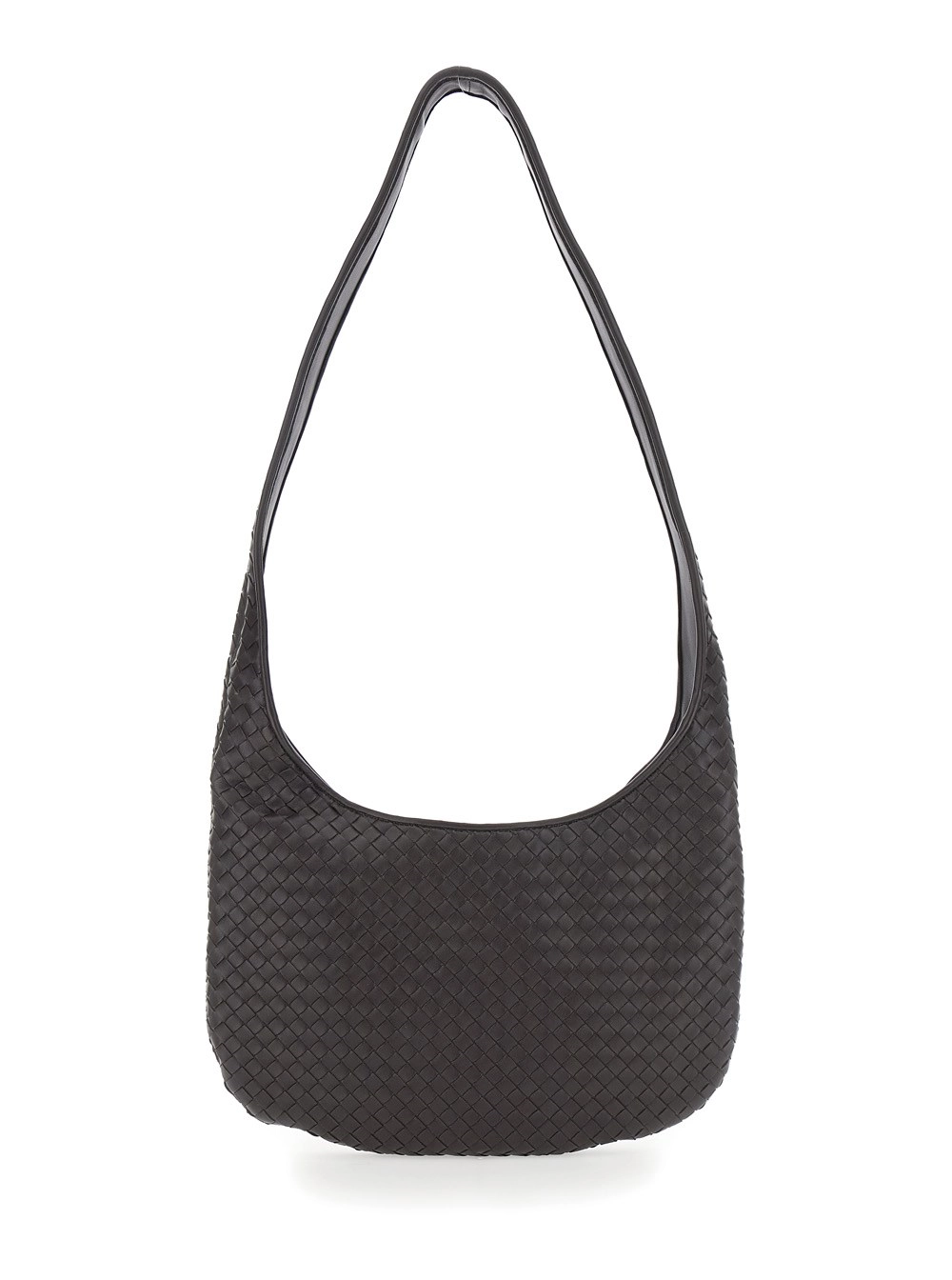 Bottega Veneta Borsa a Tracolla con Chiusura con Zip Superiore e Motivo Intrecciato in Pelle Marrone Uomo