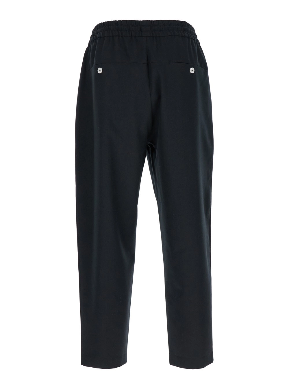 Drôle de monsieur Pantaloni 'Le Pantalon Cropped' con Vita Elasticizzata con Coulisse in Misto Lana Neri Uomo, view 2