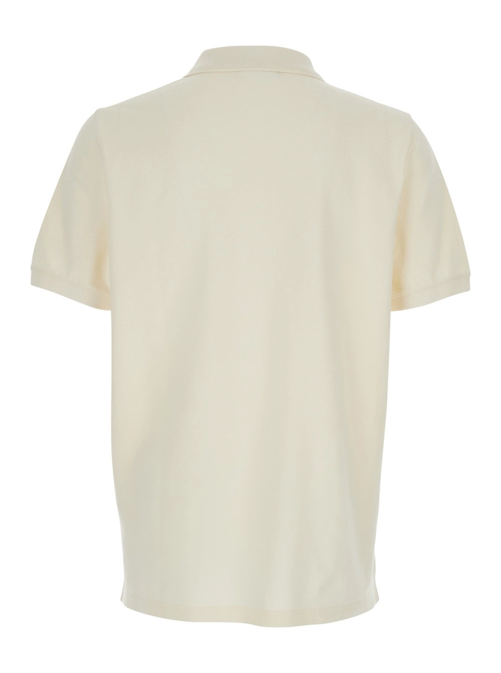 Maison kitsuné Polo con patch logo sul fronte in cotone beige uomo, view 2