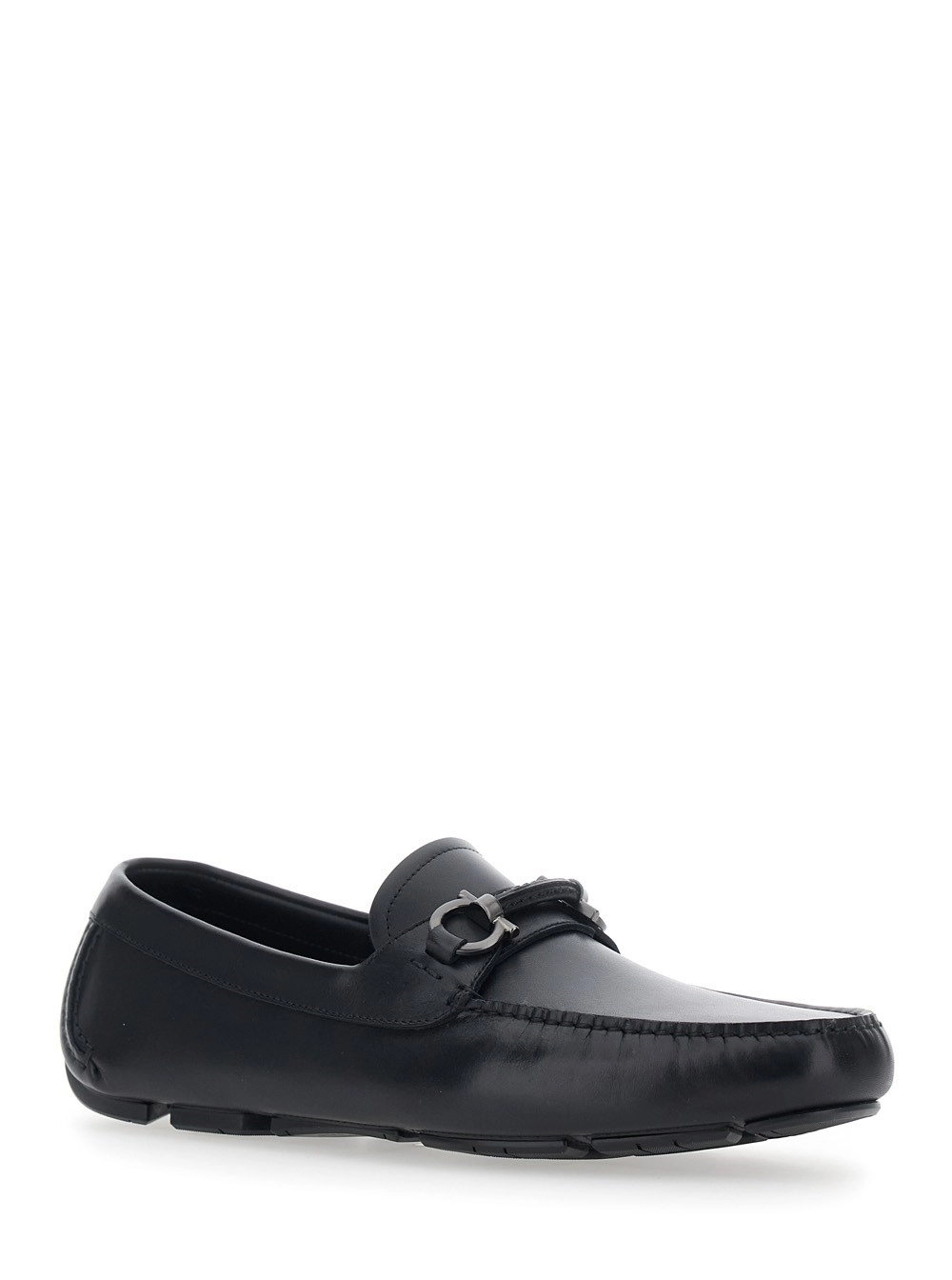 Ferragamo Mocassini 'Sunsay' con Placca Gancini sul Fronte in Pelle neri Uomo, view 2