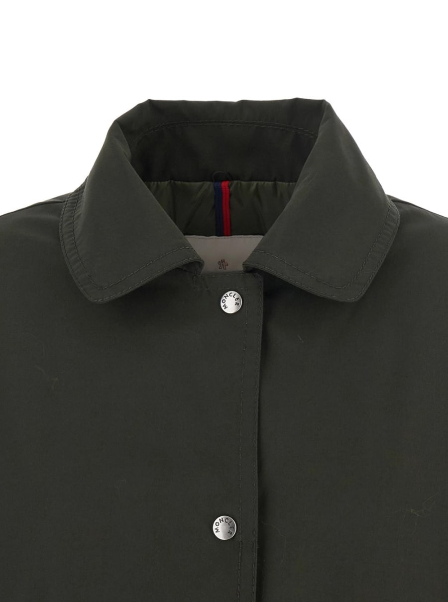 Moncler Parka Lungo 'Halcie' con cappuccio removibile e inserto in pelliccia in misto cotone verde donna, view 4