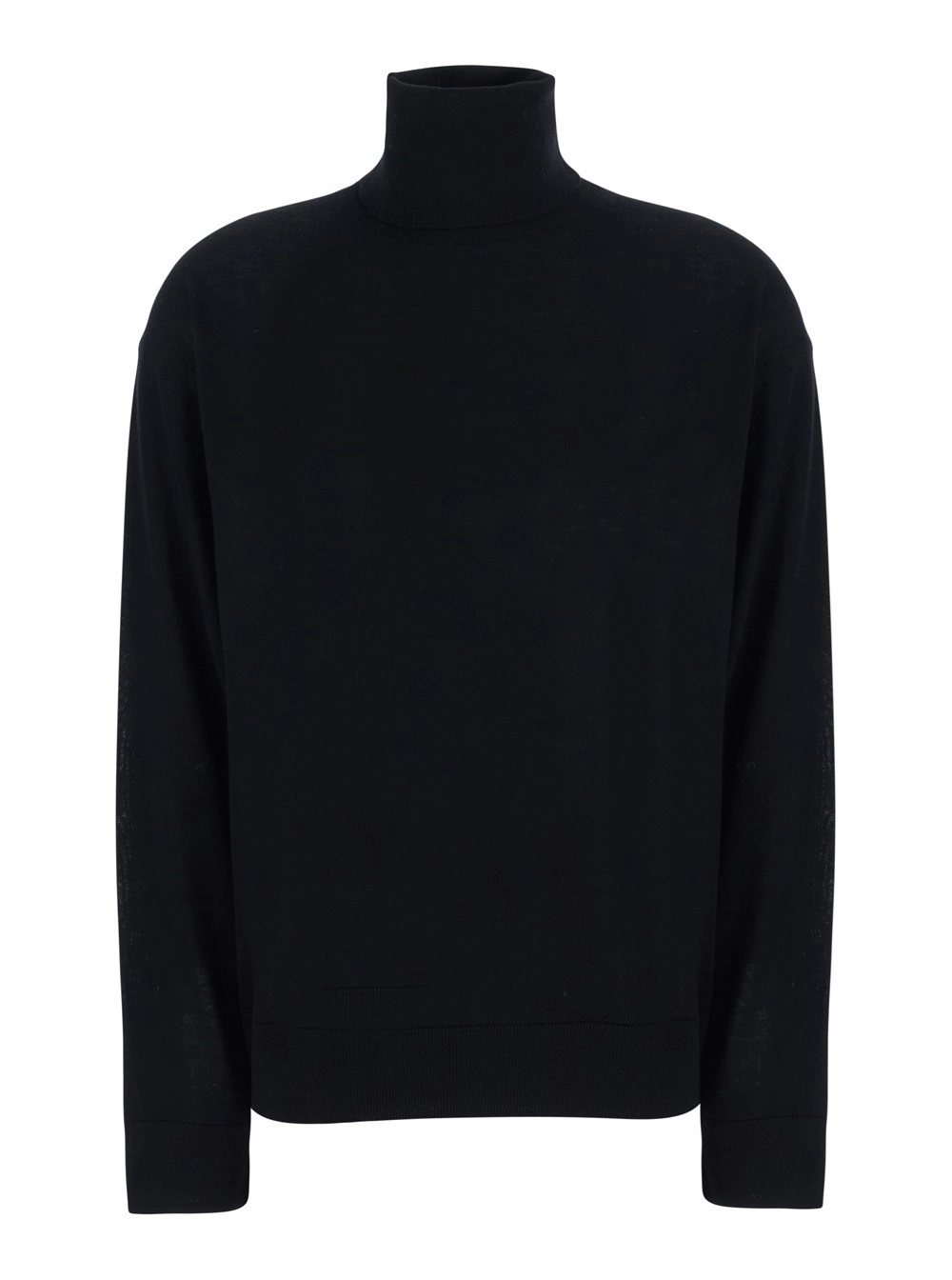 Semicouture Maglia 'FREDA' con scollo a V in lana vergine nera per donna