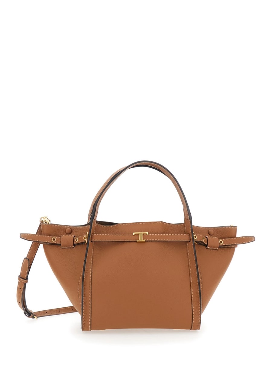 Tod's Borsa Shopping Media con Placca T Timeless sul Fronte e Tracolla Regolabile e Removibile in Pelle Marrone Donna