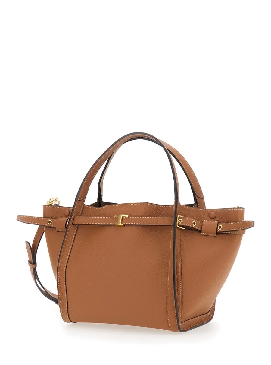 Tod's Borsa Shopping Media con Placca T Timeless sul Fronte e Tracolla Regolabile e Removibile in Pelle Marrone Donna, view 2