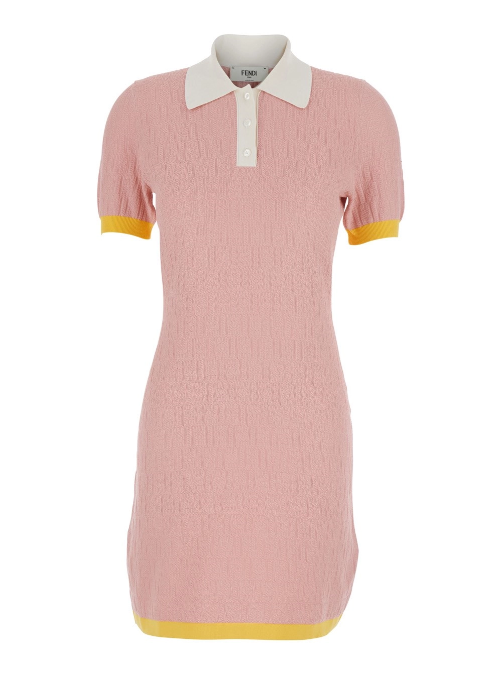 Fendi Abito con colletto classico in misto cotone e seta rosa donna