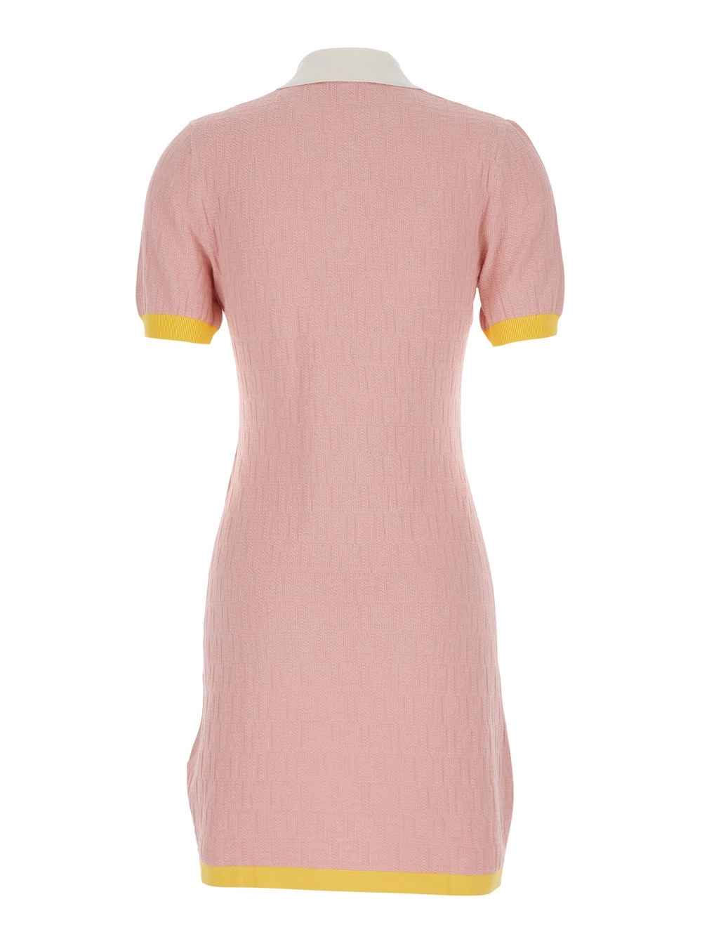 Fendi Abito con colletto classico in misto cotone e seta rosa donna, view 2