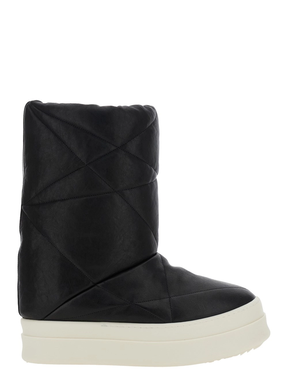 Rick Owens Stivaletti alla Caviglia con Design Imbottito e Trapuntato in Pelle Neri Uomo