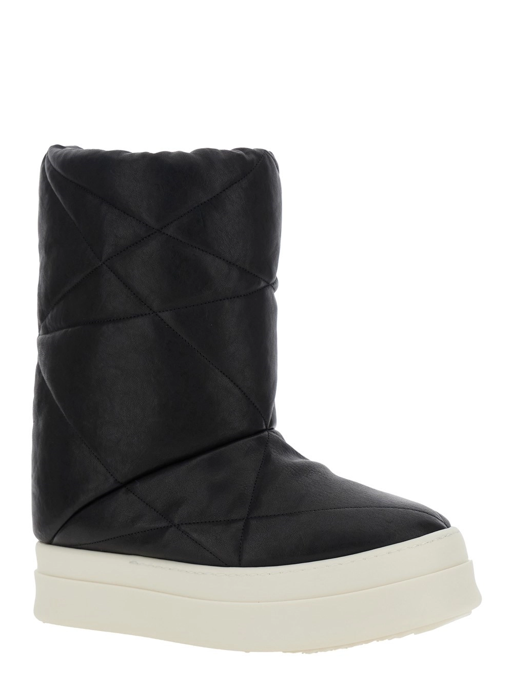 Rick Owens Stivaletti alla Caviglia con Design Imbottito e Trapuntato in Pelle Neri Uomo, view 2