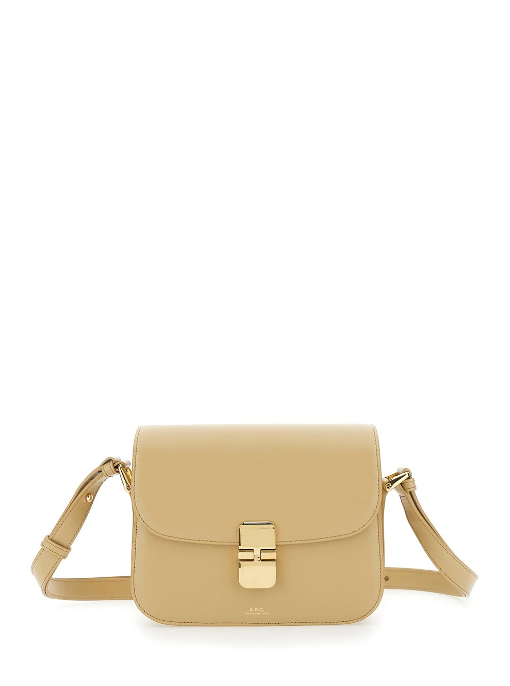 A.P.C. Borsa a Tracolla 'Grace' Piccola con Tracolla Regolabile e Placca Logo sul Fronte in Pelle Beige Donna
