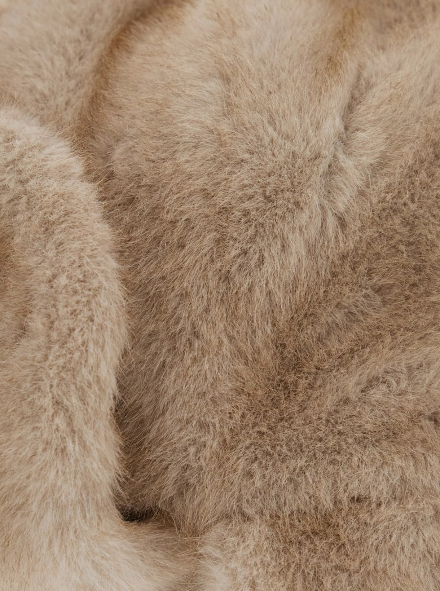 Leplain Berretto con coulisse in pelliccia beige donna, view 3