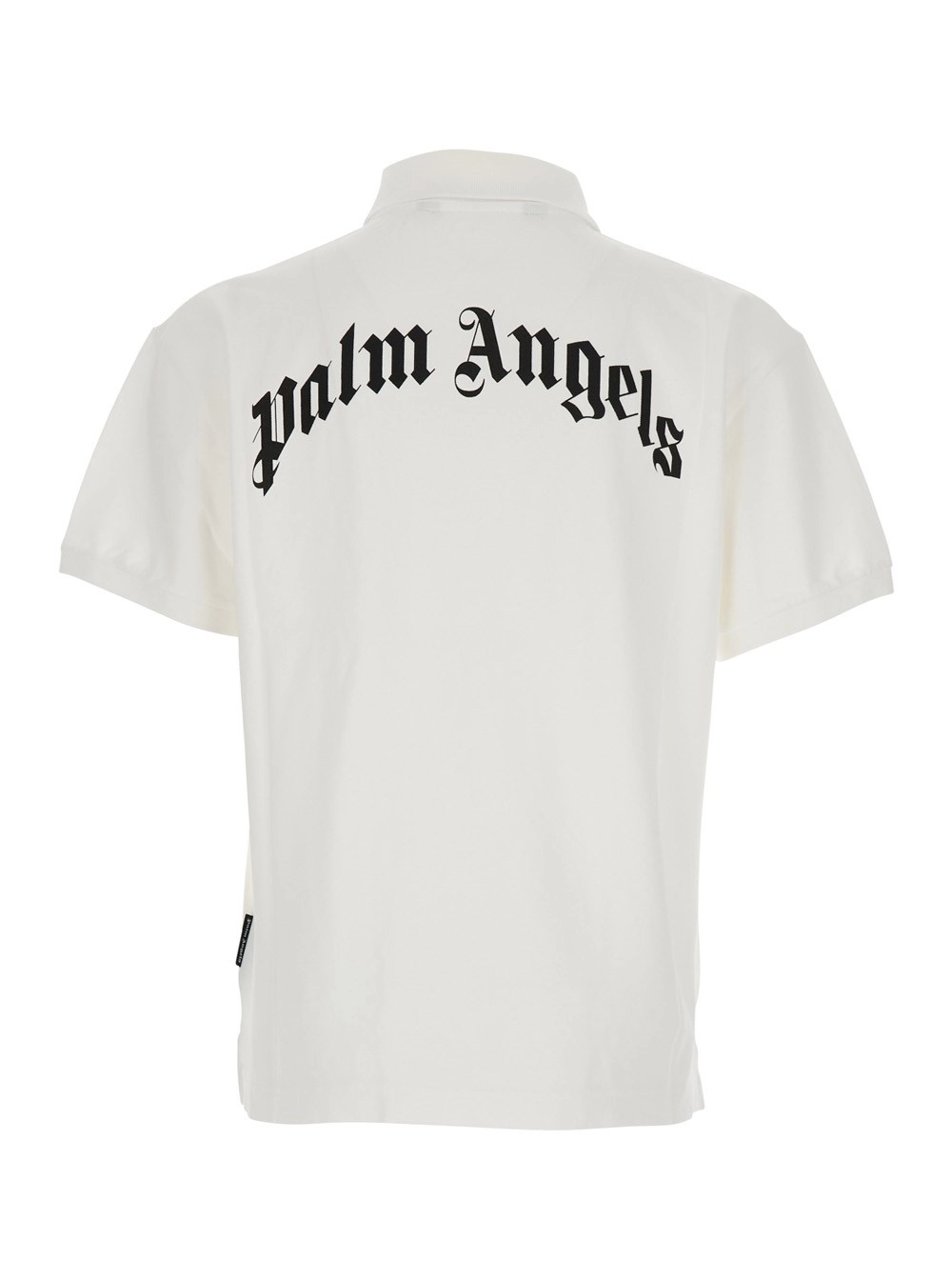 Palm Angels Polo con Colletto Classico e Logo Lettering su Fronte e Retro in Piquet di Cotone Bianca Uomo, view 2