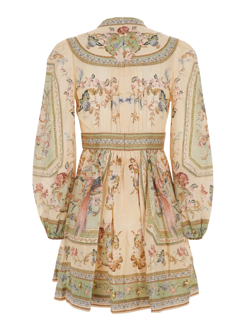 Zimmermann Abito 'Roselight' con Maniche a Palloncino e Motivo Floreale All-Over in Lino Multicolor Donna, view 2