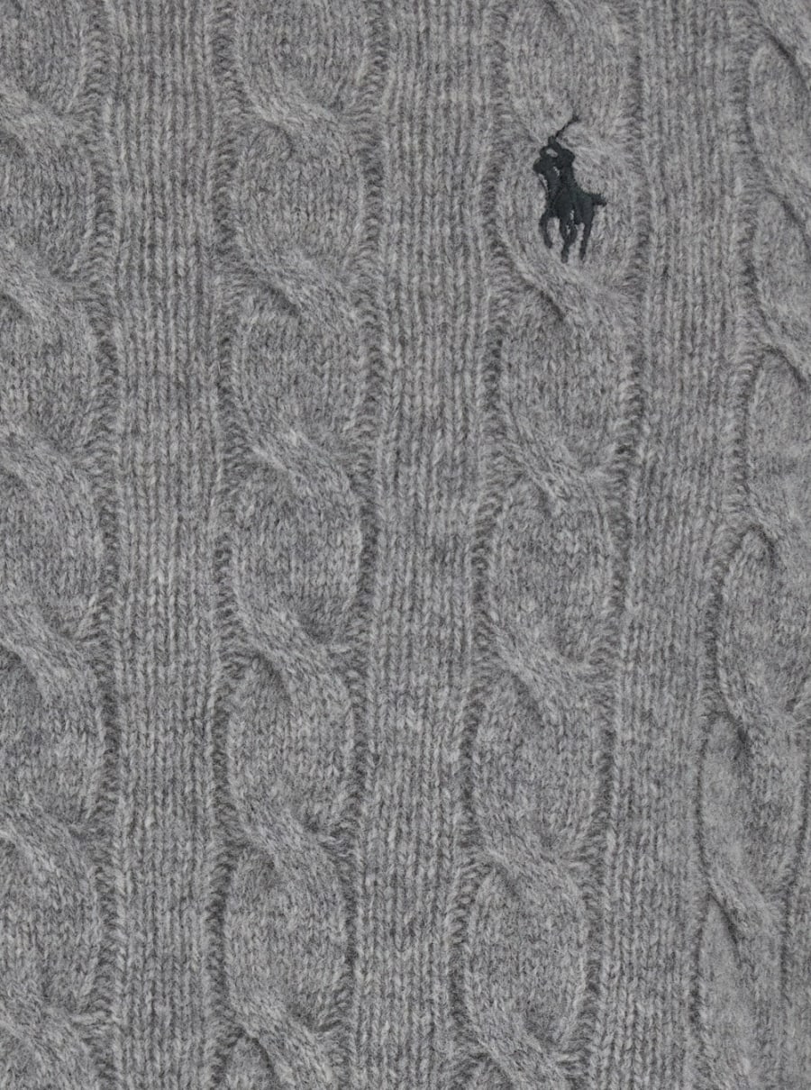 Polo Ralph Lauren Maglione Girocollo con Ricamo Cavallino sul Fronte e Lavorazione a Maglia in Lana e Cashmere Grigio Uomo, view 3