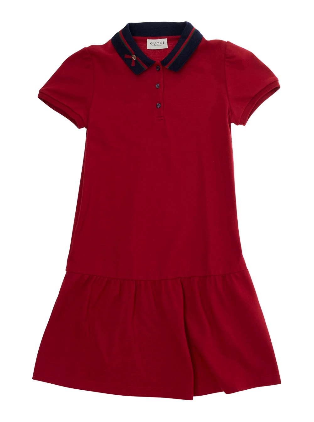 Gucci kids Abito con dettaglio Web e gonna svasata in cotone rosso per bambina