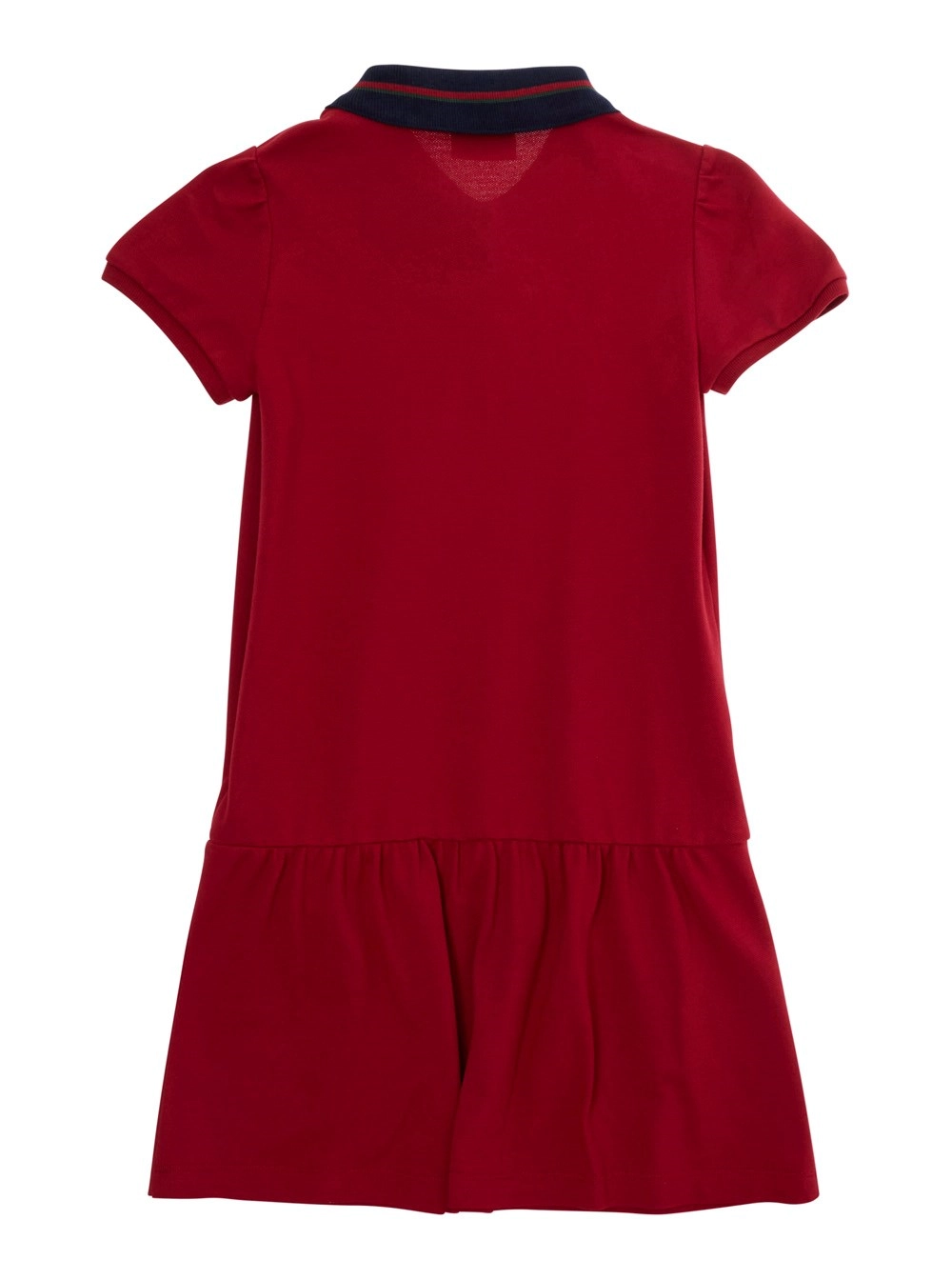 Gucci kids Abito con dettaglio Web e gonna svasata in cotone rosso per bambina, view 2