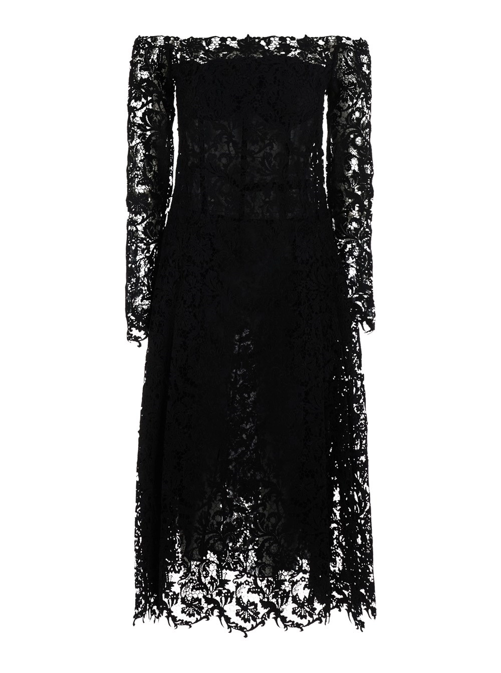 Fendi Abito con spalle scoperte in pizzo macramè nero donna