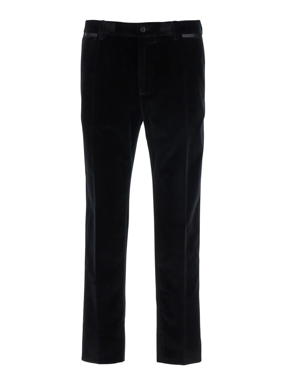 Dolce & Gabbana Pantalone con Passanti per Cintura in Velluto Stretch Nero Uomo