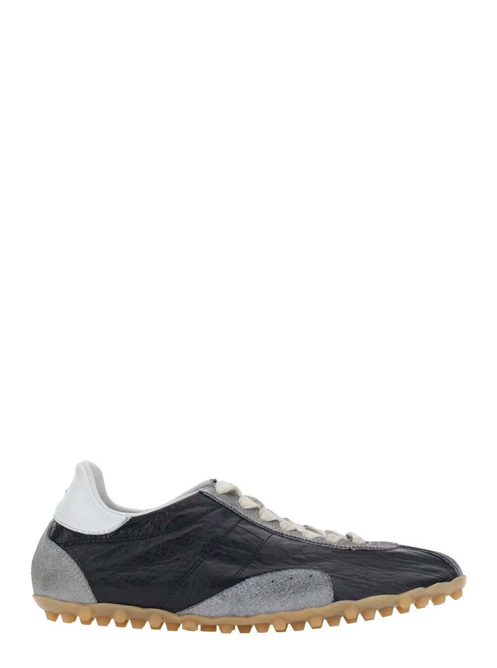 Maison Margiela Sneaker 'Sprinters' con Design a inserti e Suola Dentellata in Pelle Nera Donna