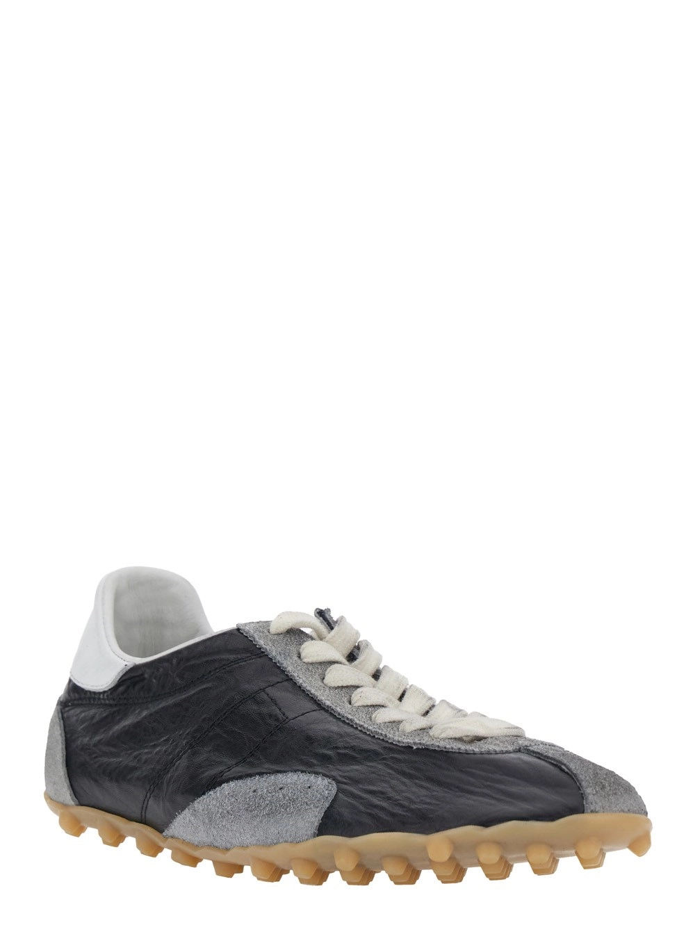 Maison Margiela Sneaker 'Sprinters' con Design a inserti e Suola Dentellata in Pelle Nera Donna, view 2