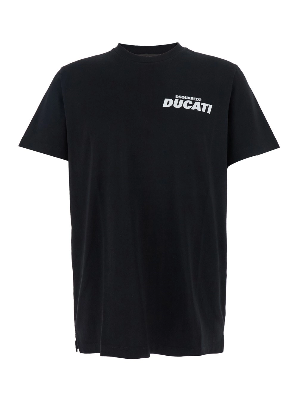 Dsquared2 T-Shirt 'Ducati x D2' con Logo sul Fronte in Cotone Nera Uomo