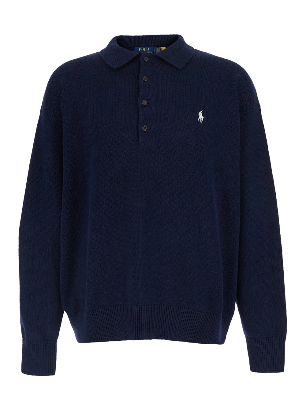 Polo Ralph Lauren Maglione con colletto stile polo e ricamo bandiera americana sul retro in cotone blu uomo