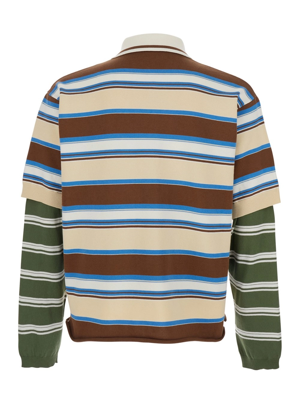 Dsquared2 Polo con Logo Lettering sul Fronte e Stampa a Righe All-Over in Cotone Multicolor Uomo, view 2