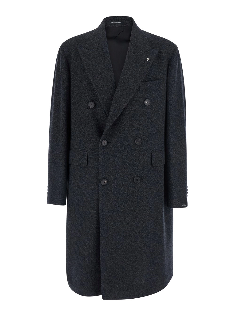 Tagliatore Cappotto Grigio con Collo a Revers e Chiusura Frontale a Bottone in Tessuto Tecnico Uomo