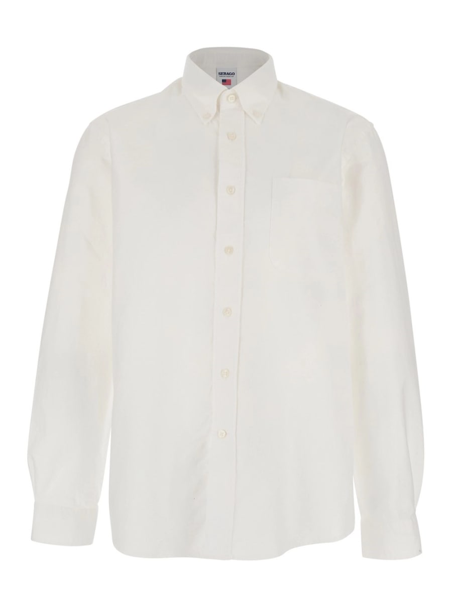 Sebago Camicia 'OXFORD BUTTON DOWN' Bianco con Collo Button Down e Maniche Lunghe in Cotone Uomo