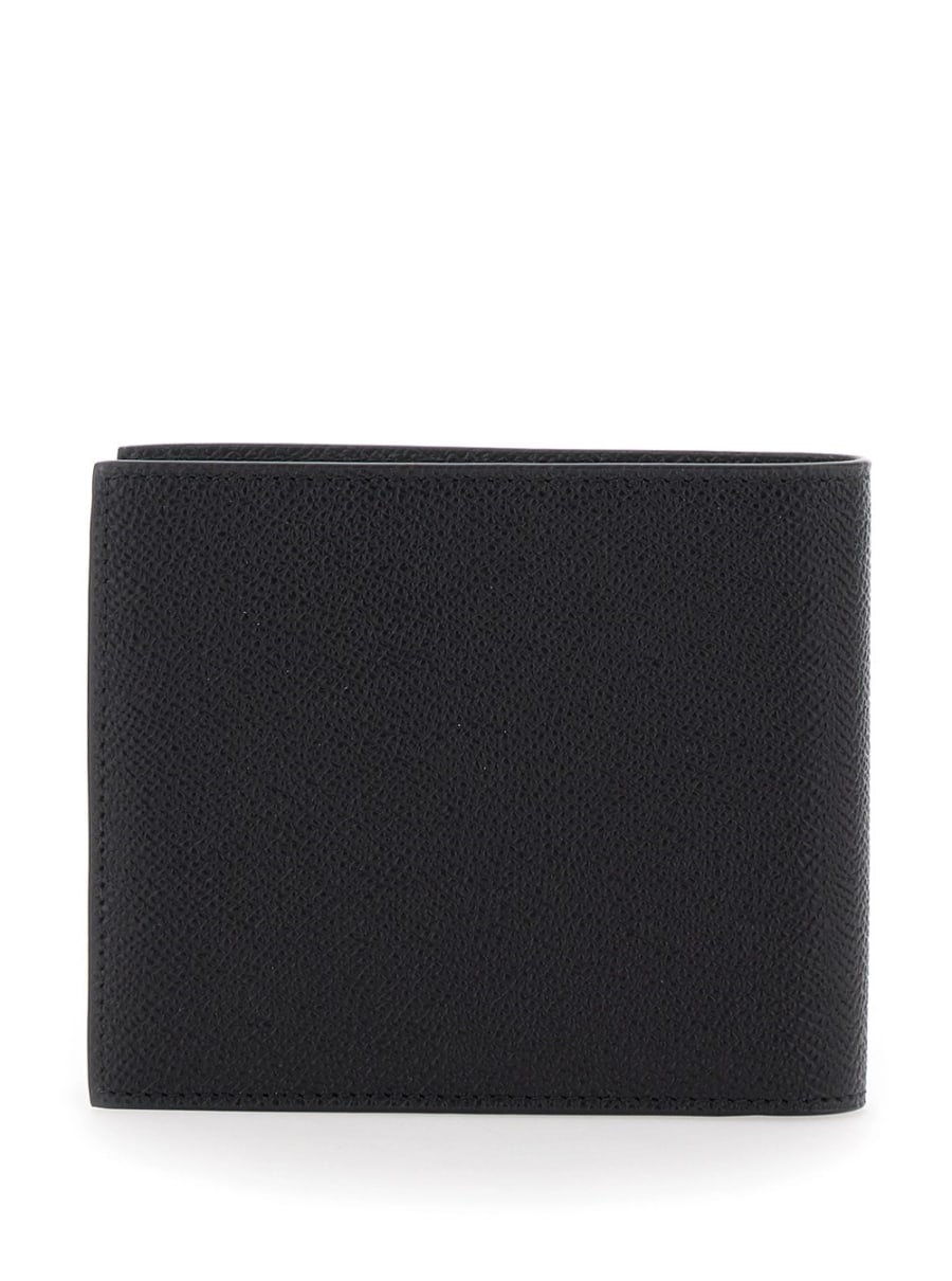 Ferragamo Portafoglio Bi-Fold 'Micro Gancini' con Logo in Pelle Martellata Nero Uomo, view 4