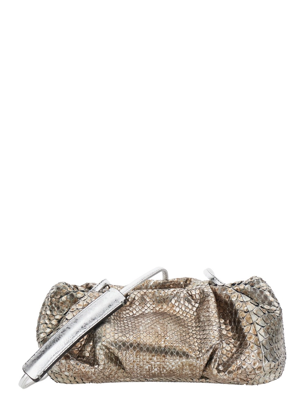 Biagini Clutch 'Pillow' con tracolla e chiusura con calamite in pelle grigia donna