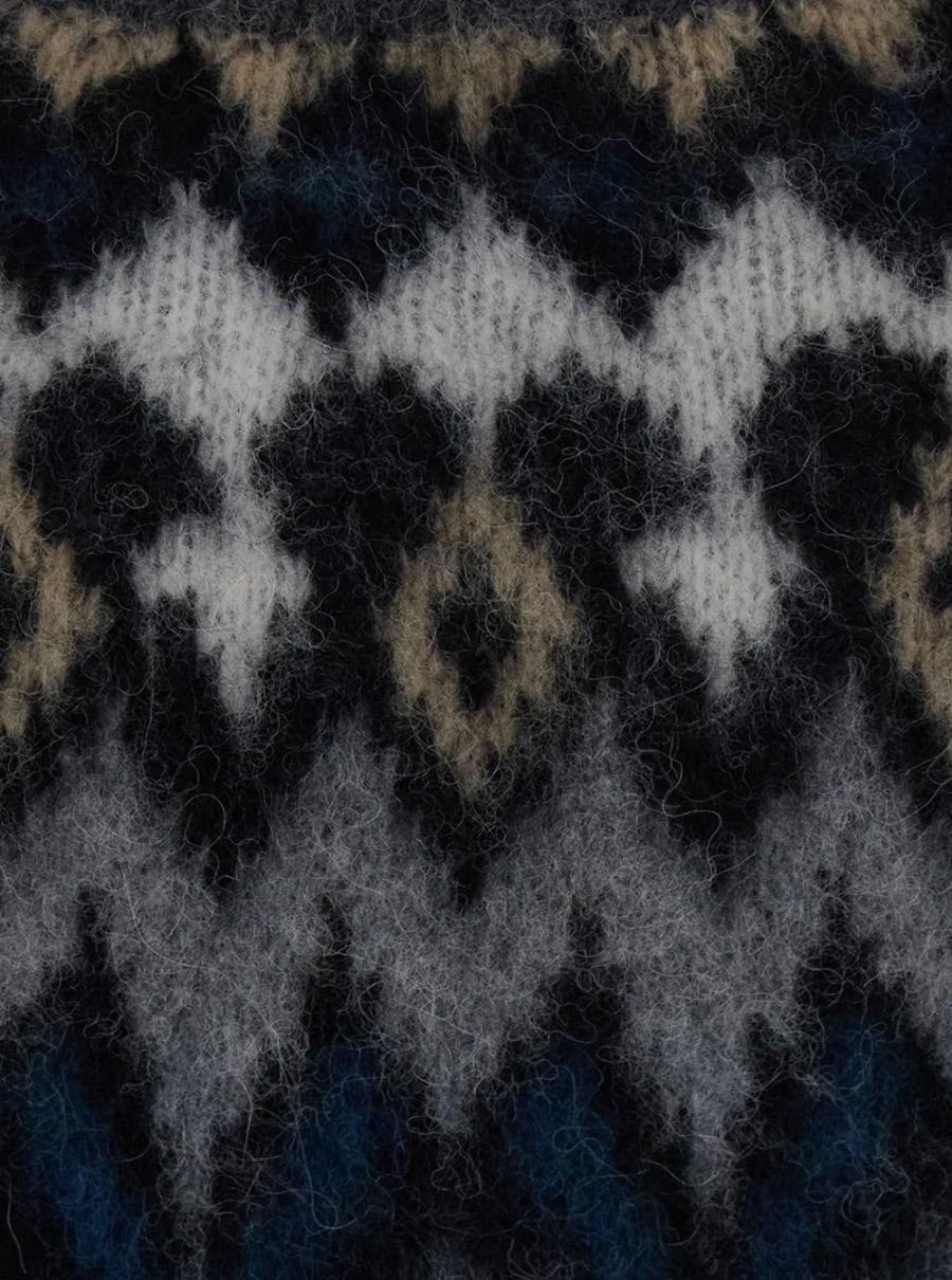 Jucca Maglione Girocollo con Motivo Geometrico All-Over in Misto Lana Grigio Donna, view 3