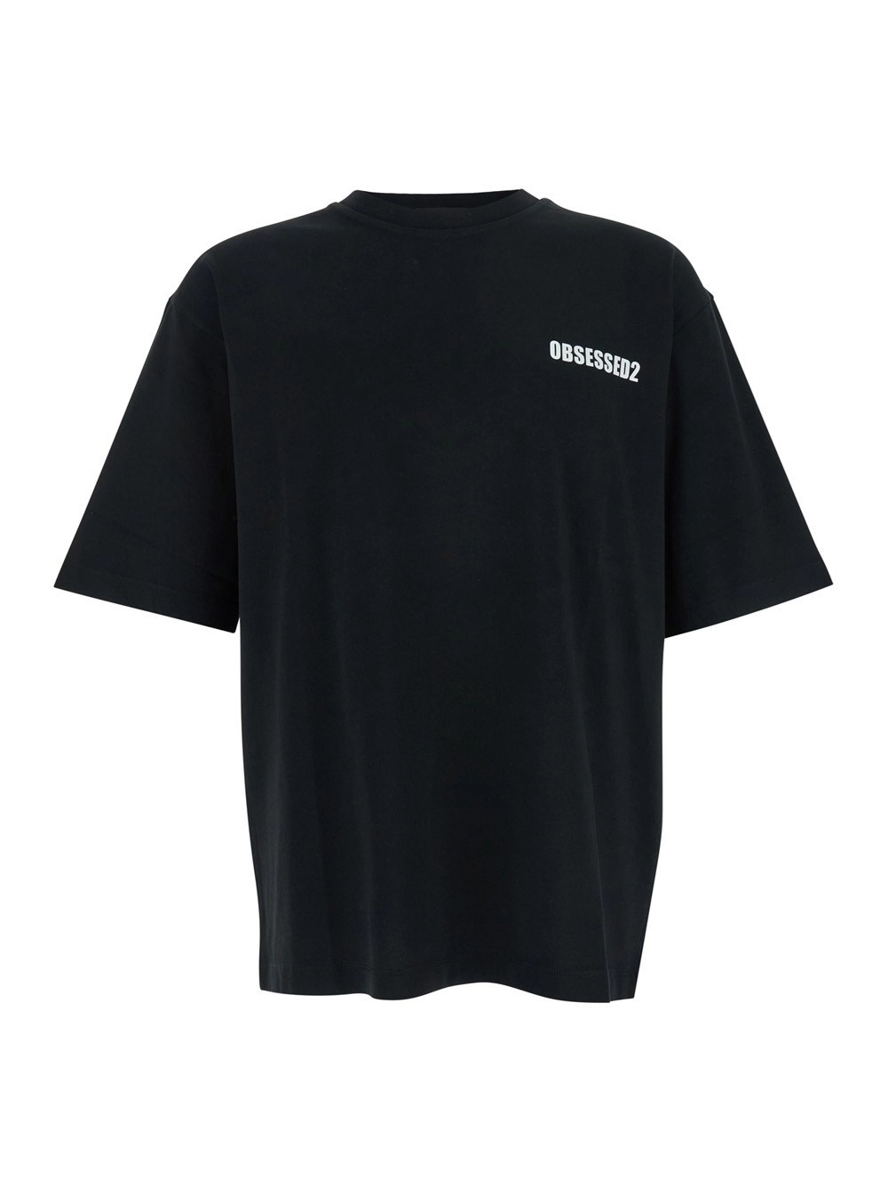 Dsquared2 T-Shirt con Logo sul Fronte in Cotone Nera Uomo