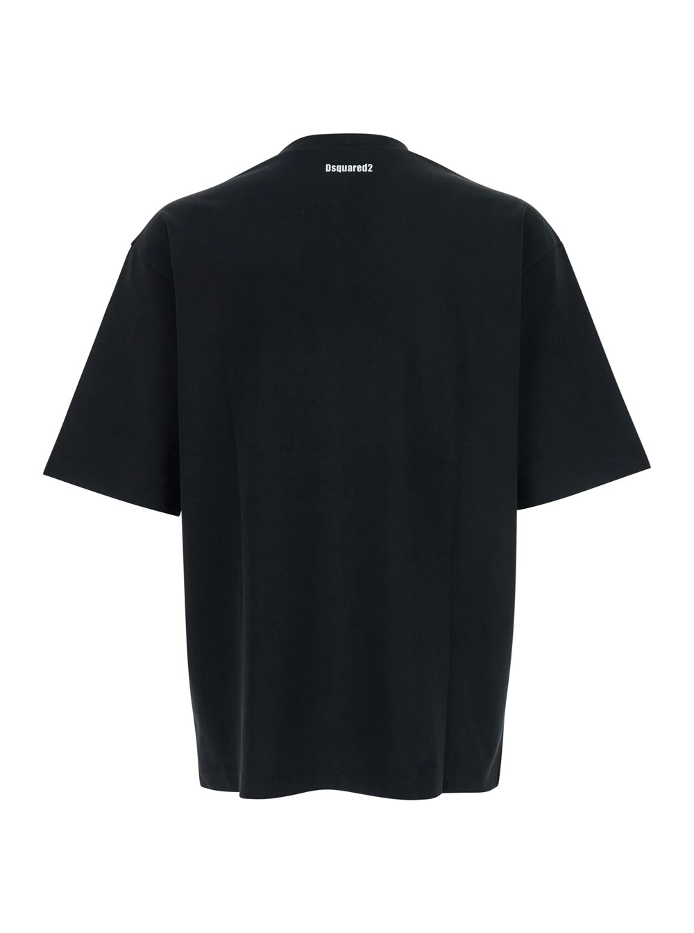 Dsquared2 T-Shirt con Logo sul Fronte in Cotone Nera Uomo, view 2