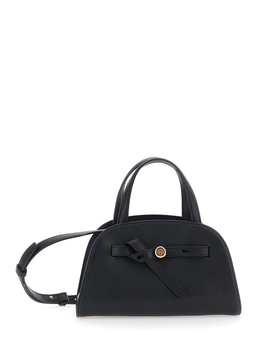 Tory Burch Borsa mini 'Romy' con tracolla regolabile e removibile e placca logo sul fronte in pelle nera donna