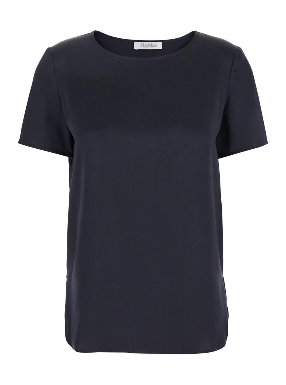 Max Mara T-Shirt 'Dida' Girocollo in Seta Blu Donna