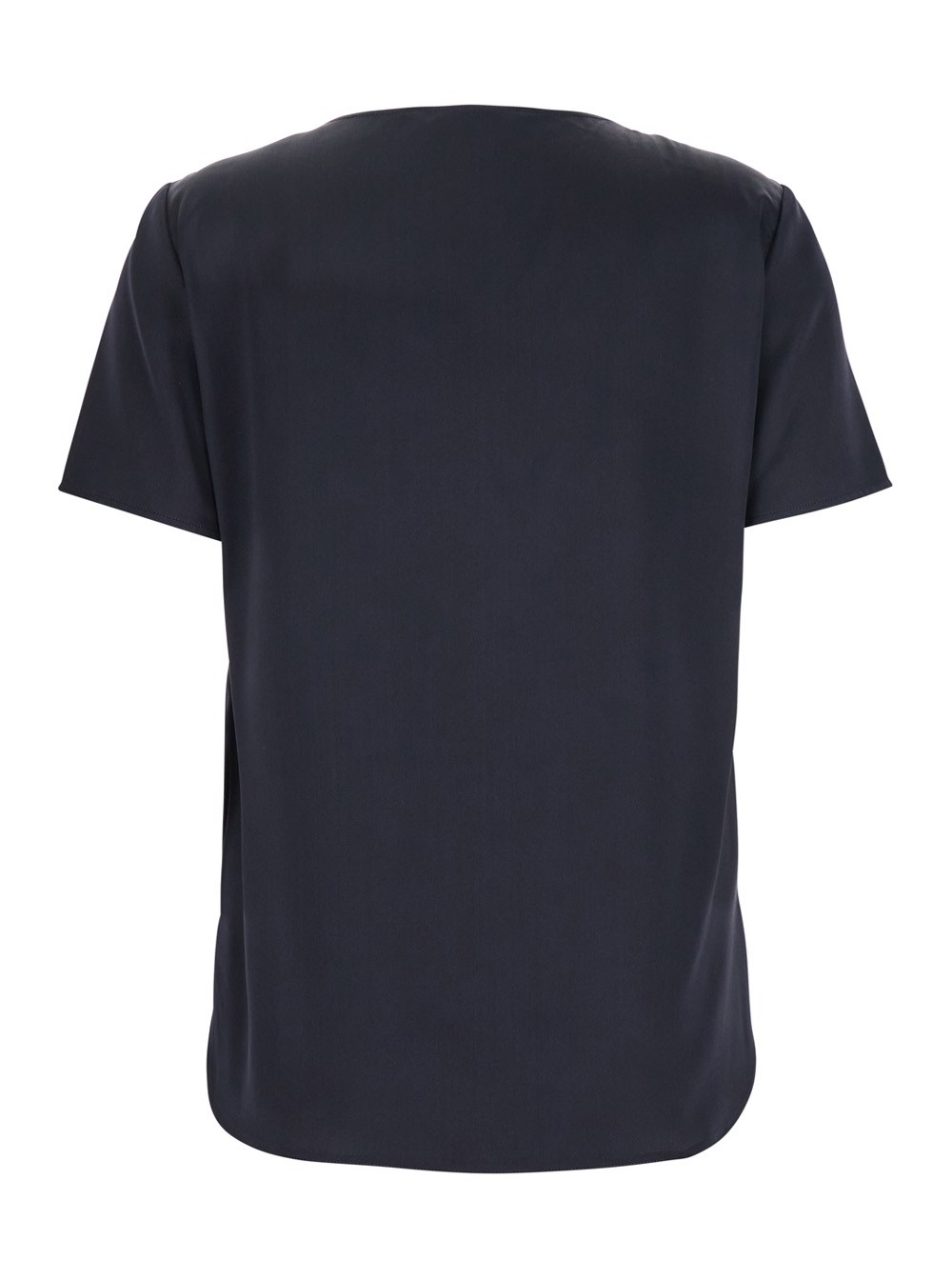 Max Mara T-Shirt 'Dida' Girocollo in Seta Blu Donna, view 2