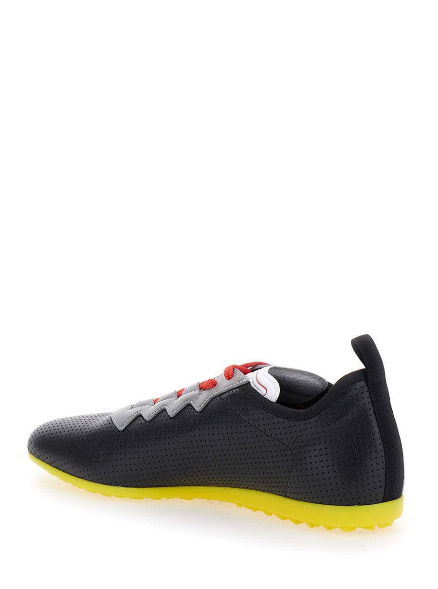 Valentino Garavani Sneaker Low Top con Punta Asimmetrica e Dettaglio VLogo sul Lato in Tessuto Tecnico NeraUomo, view 3