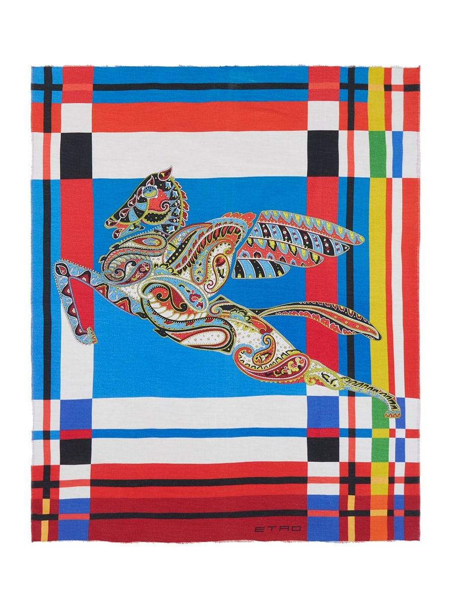 Etro home Coperta con design multicolore e 100% lana, unisex, view 2