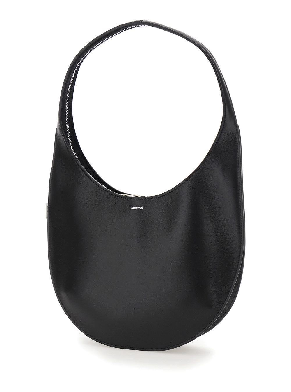 Coperni Borsa a Spalla 'Swipe Media' con Logo sul Fronte  in Pelle Nera Donna, view 2