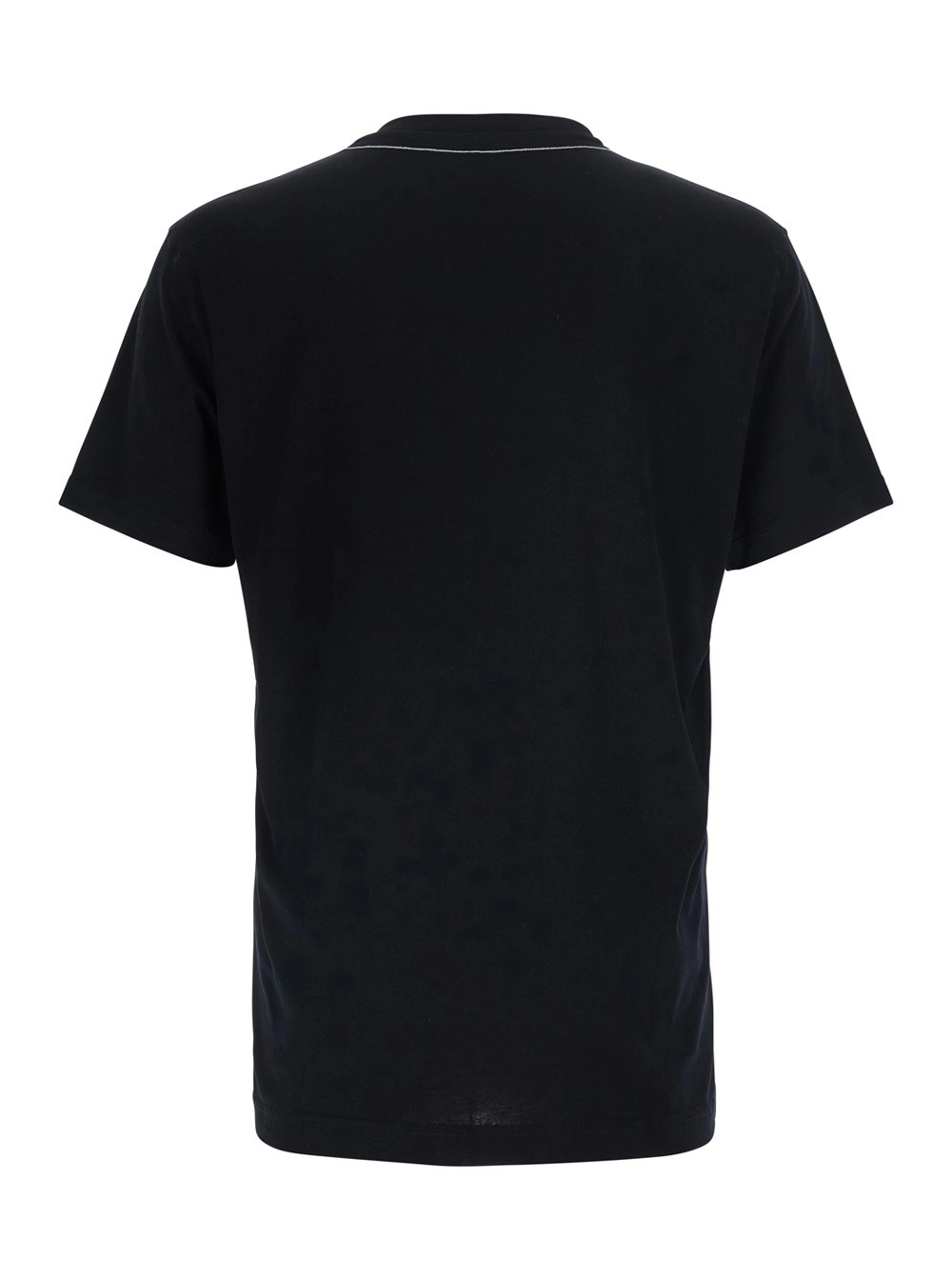 Dolce & Gabbana T-shirt girocollo con logo lettering sul collo in cotone nera uomo, view 2