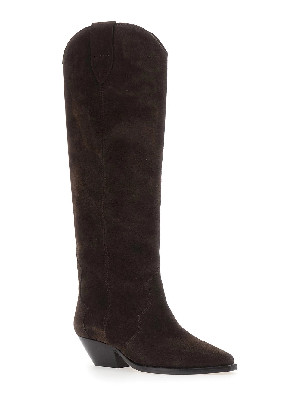 Isabel Marant Stivali 'Denvee' a Punta con Tacco Medio in Pelle Scamosciata Marroni Donna, view 2